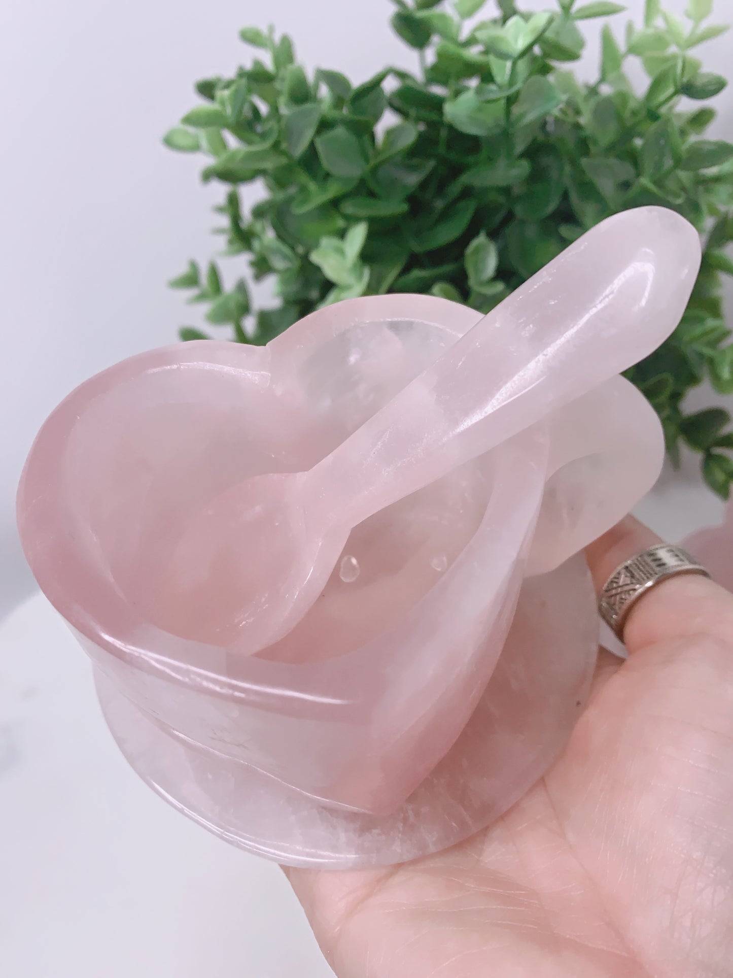 ROSE QUARTZ HEART SHAPED TEA SET