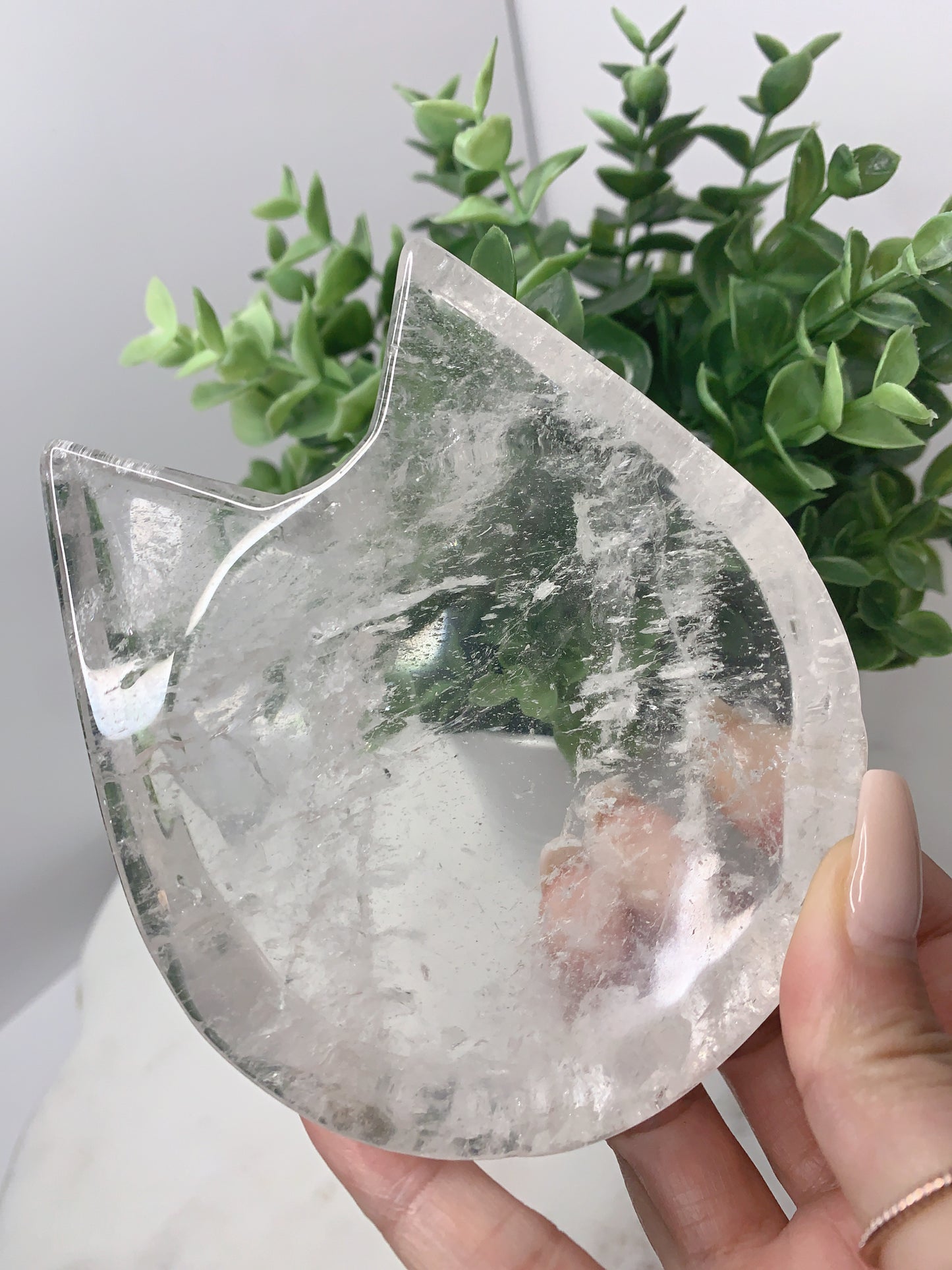 CLEAR QUARTZ CAT BOWL