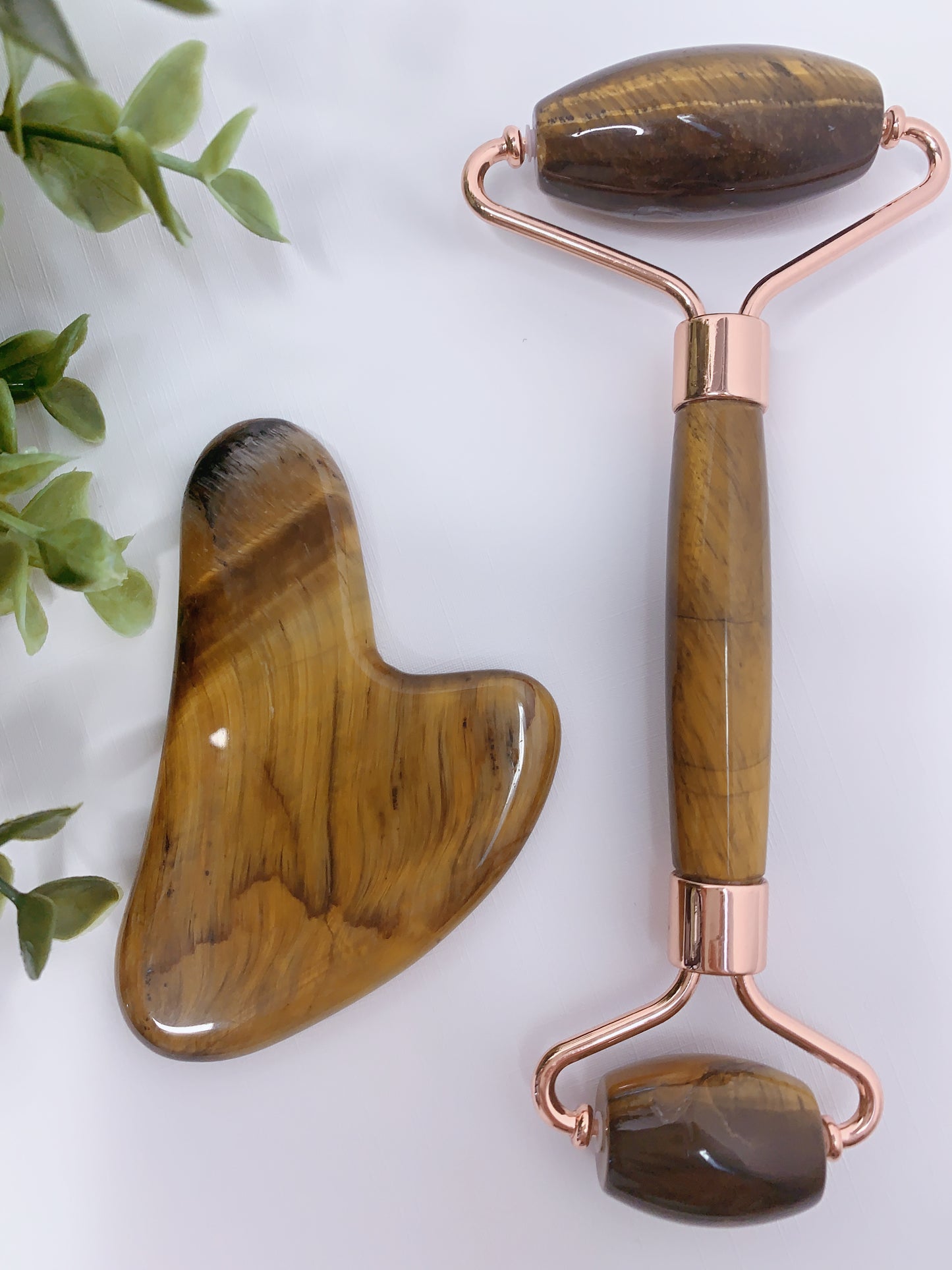TIGER'S EYE FACIAL ROLLER & GUA SHA SET