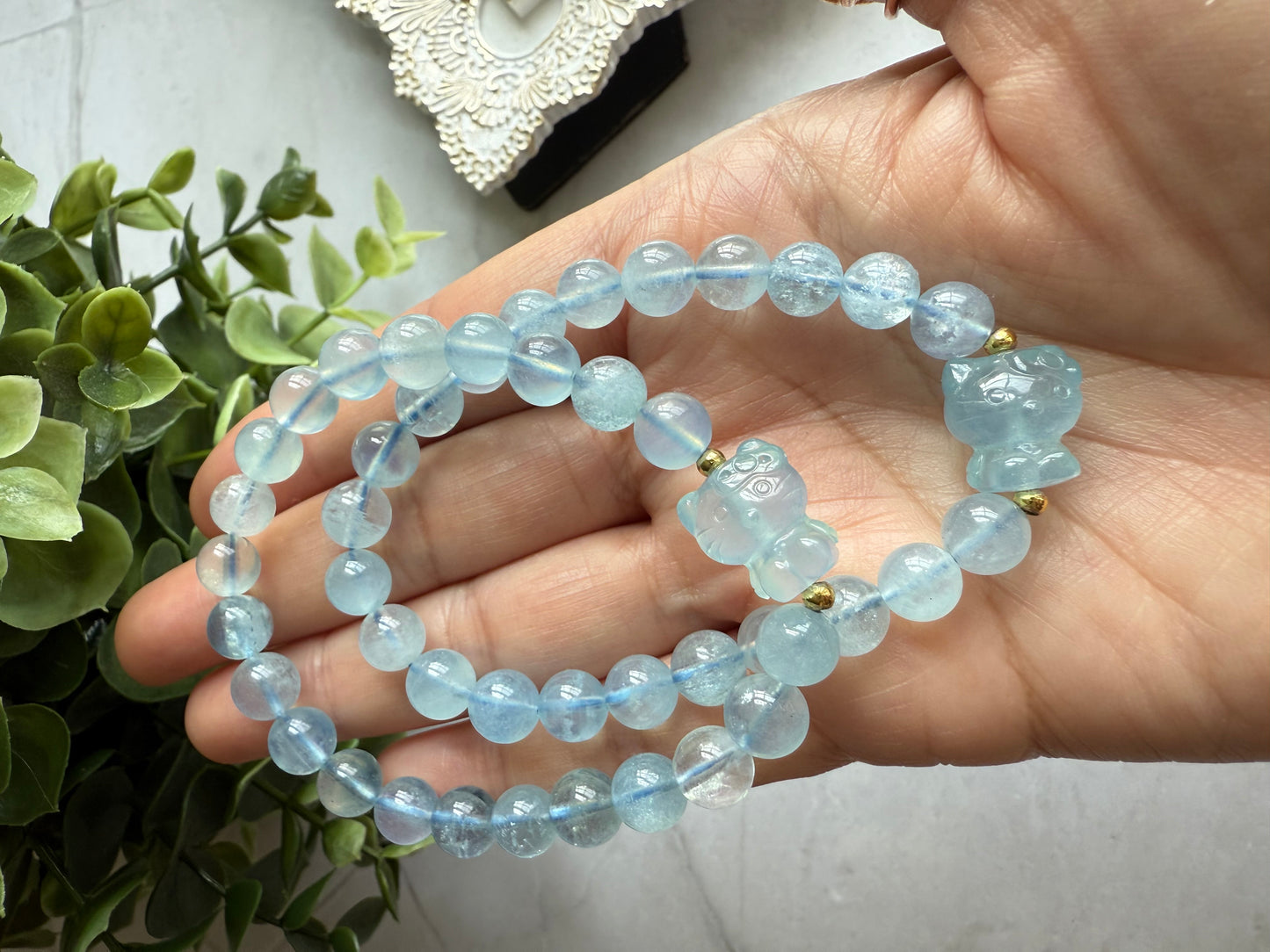 BLUE AQUAMARINE HELLO KITTY BRACELET