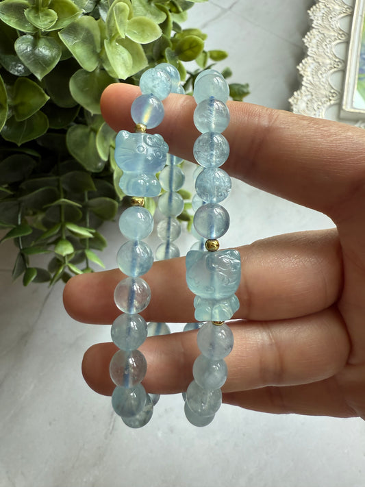 BLUE AQUAMARINE HELLO KITTY BRACELET