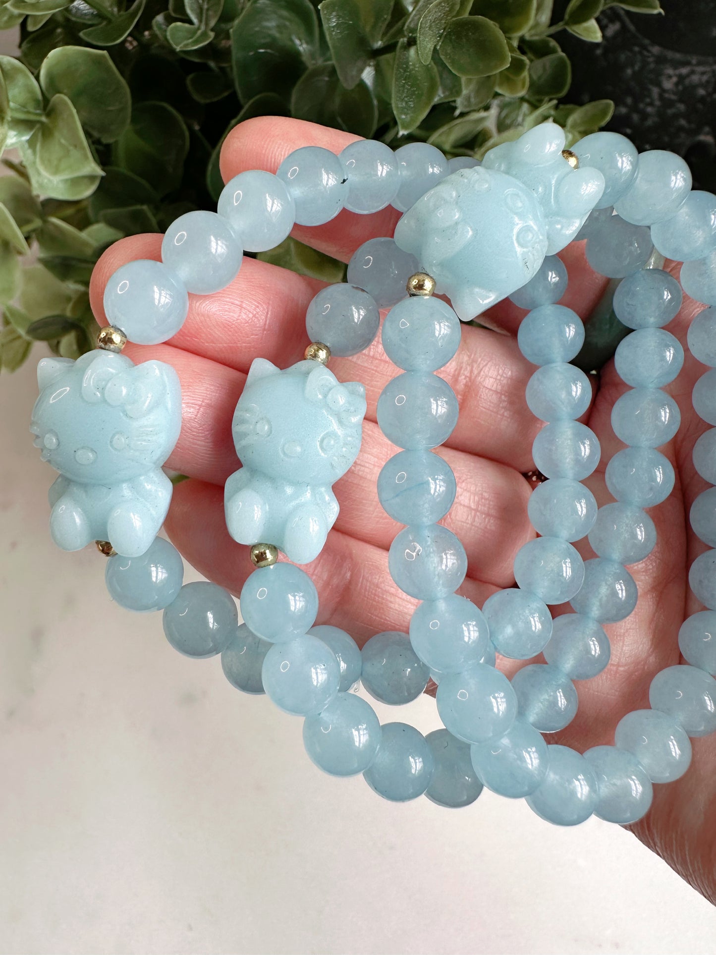 BLUE CALCEDONY HELLO KITTY BRACELET