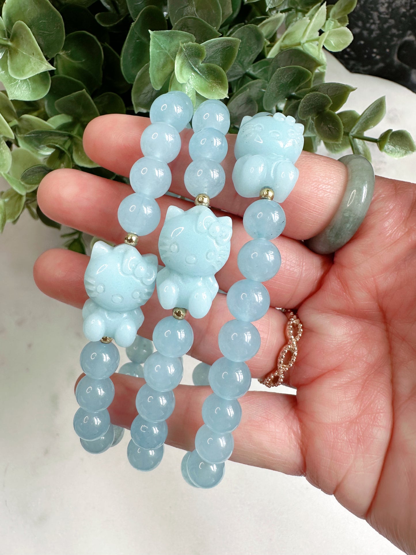 BLUE CALCEDONY HELLO KITTY BRACELET