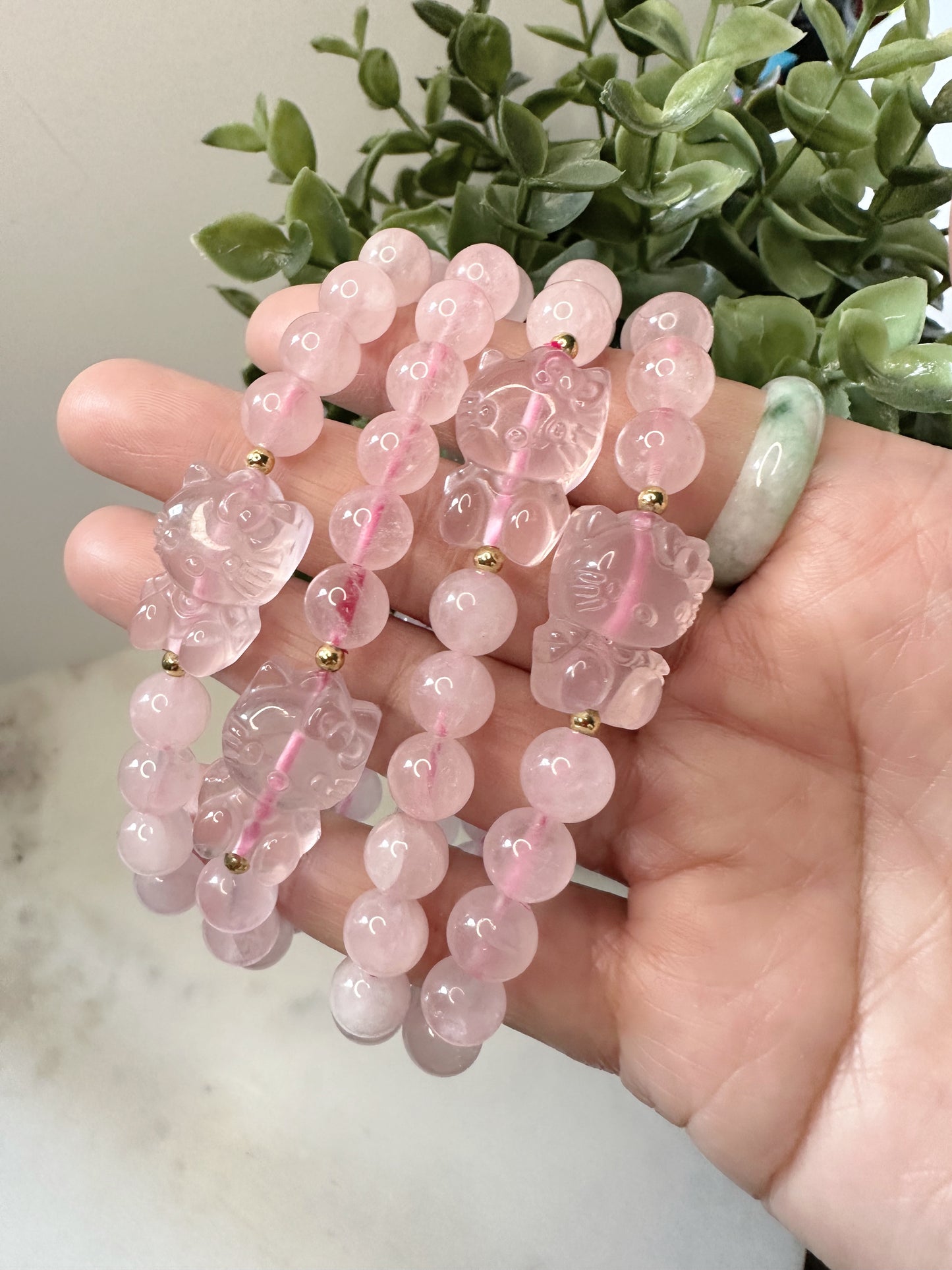 ROSE QUARTZ HELLO KITTY BRACELET