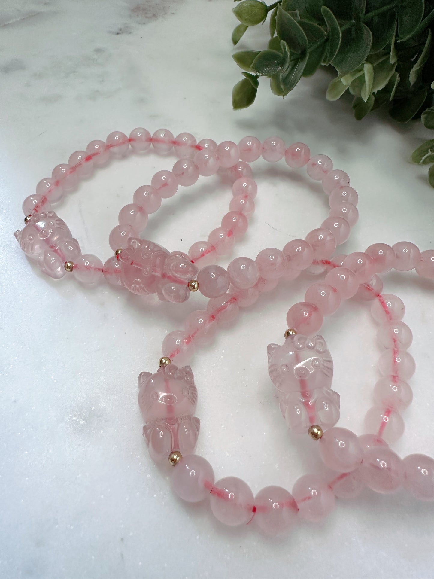 ROSE QUARTZ HELLO KITTY BRACELET