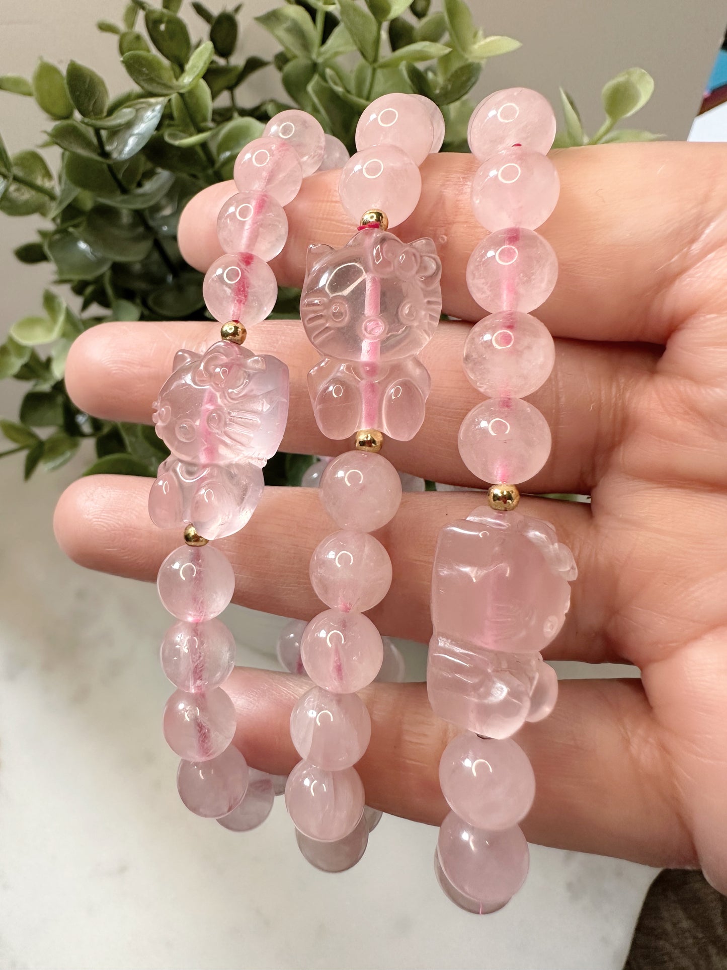 ROSE QUARTZ HELLO KITTY BRACELET