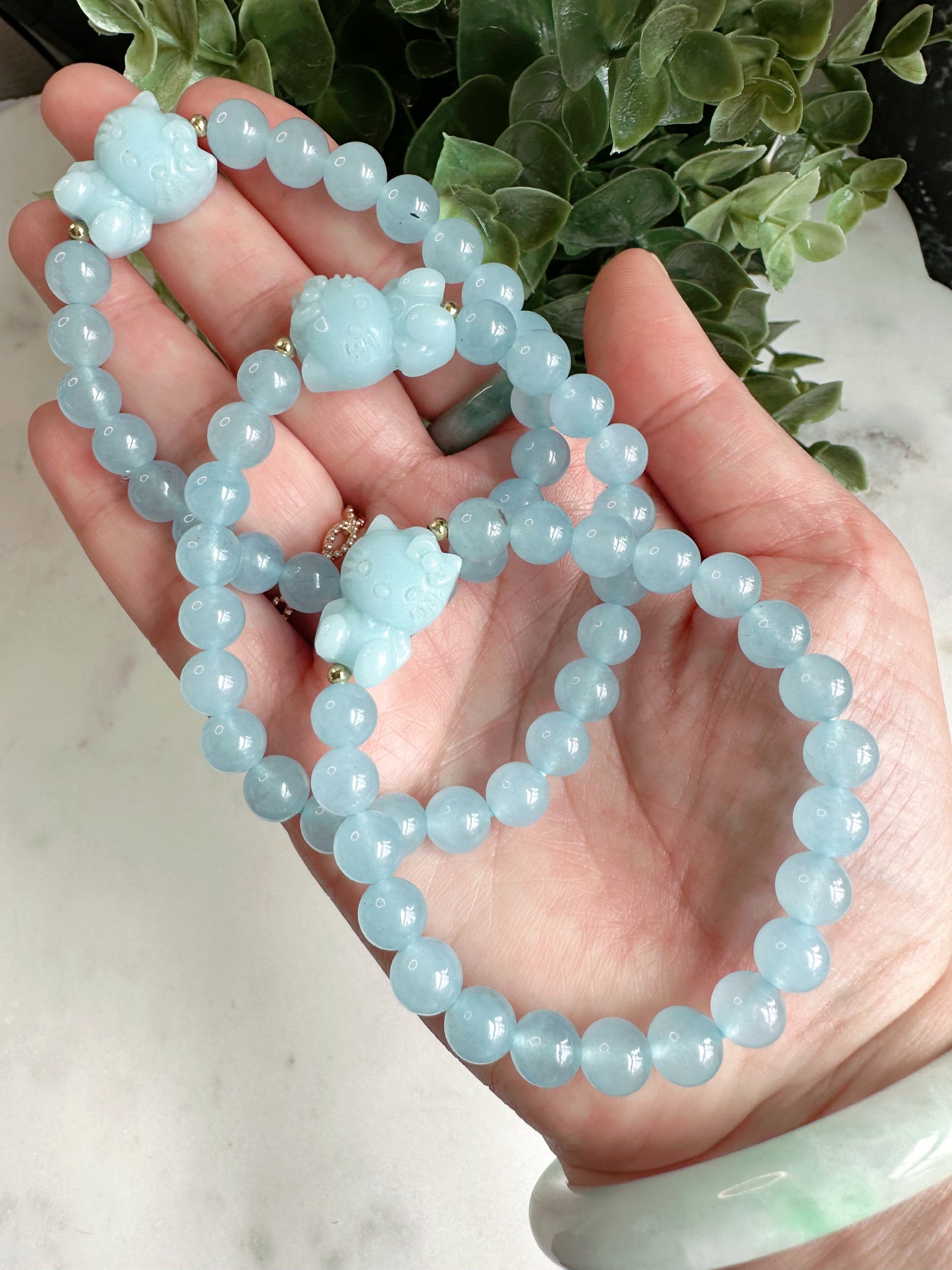 BLUE CALCEDONY HELLO KITTY BRACELET