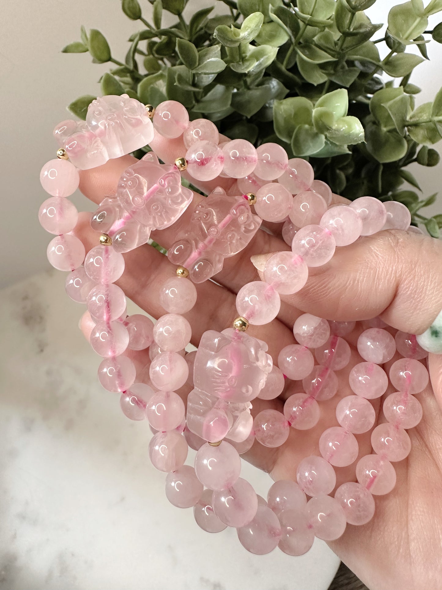 ROSE QUARTZ HELLO KITTY BRACELET