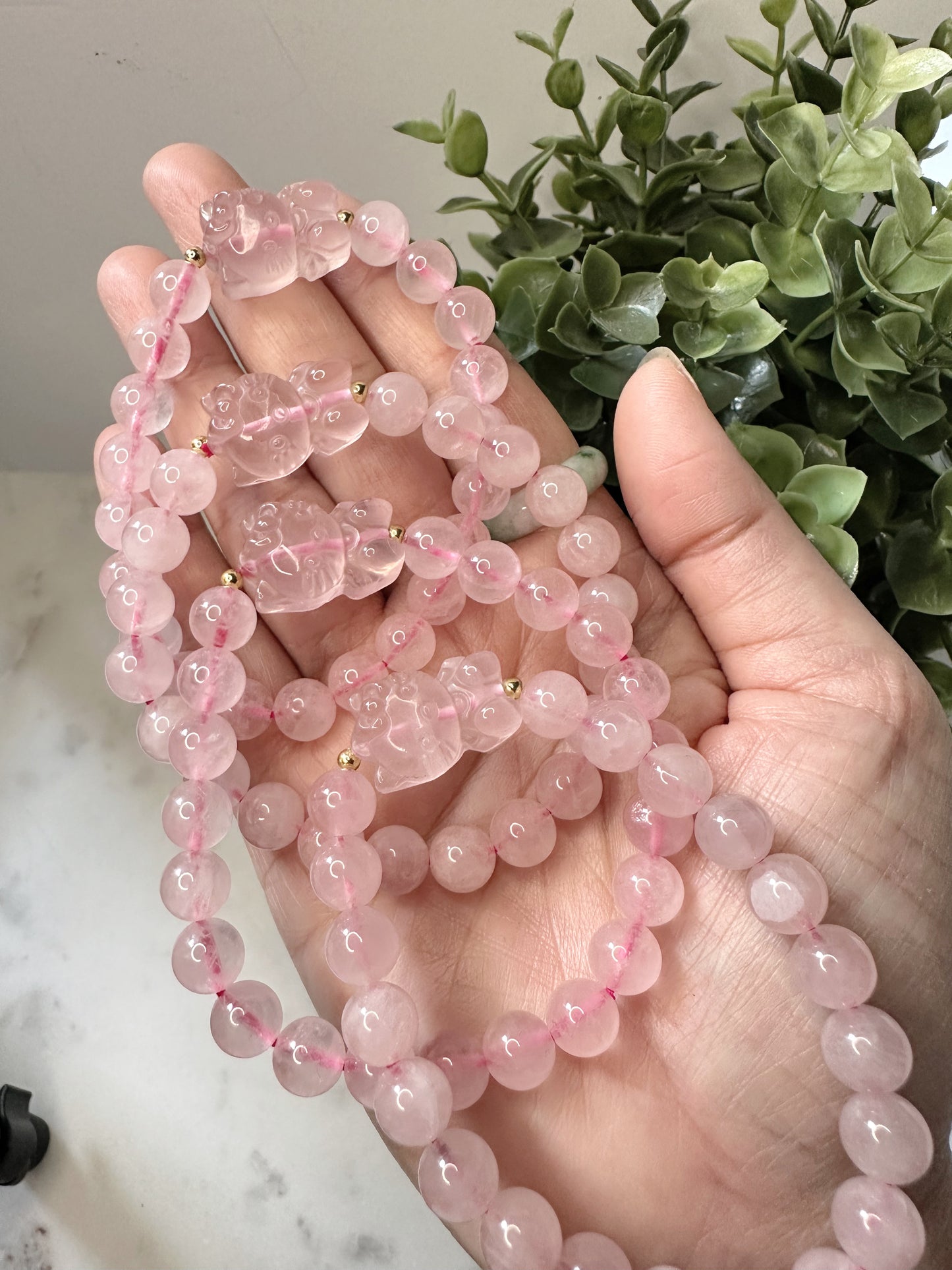 ROSE QUARTZ HELLO KITTY BRACELET