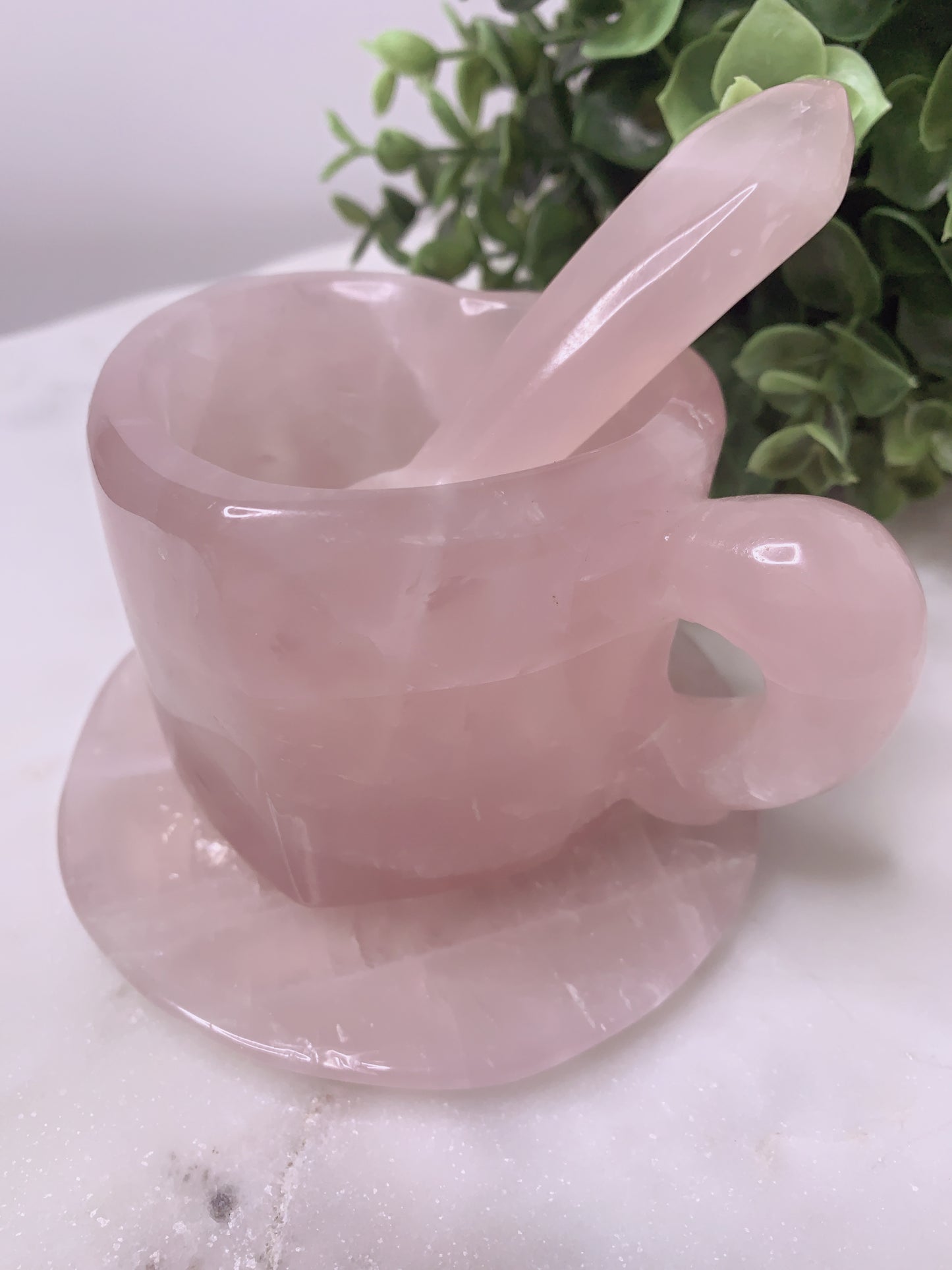ROSE QUARTZ HEART SHAPED TEA SET