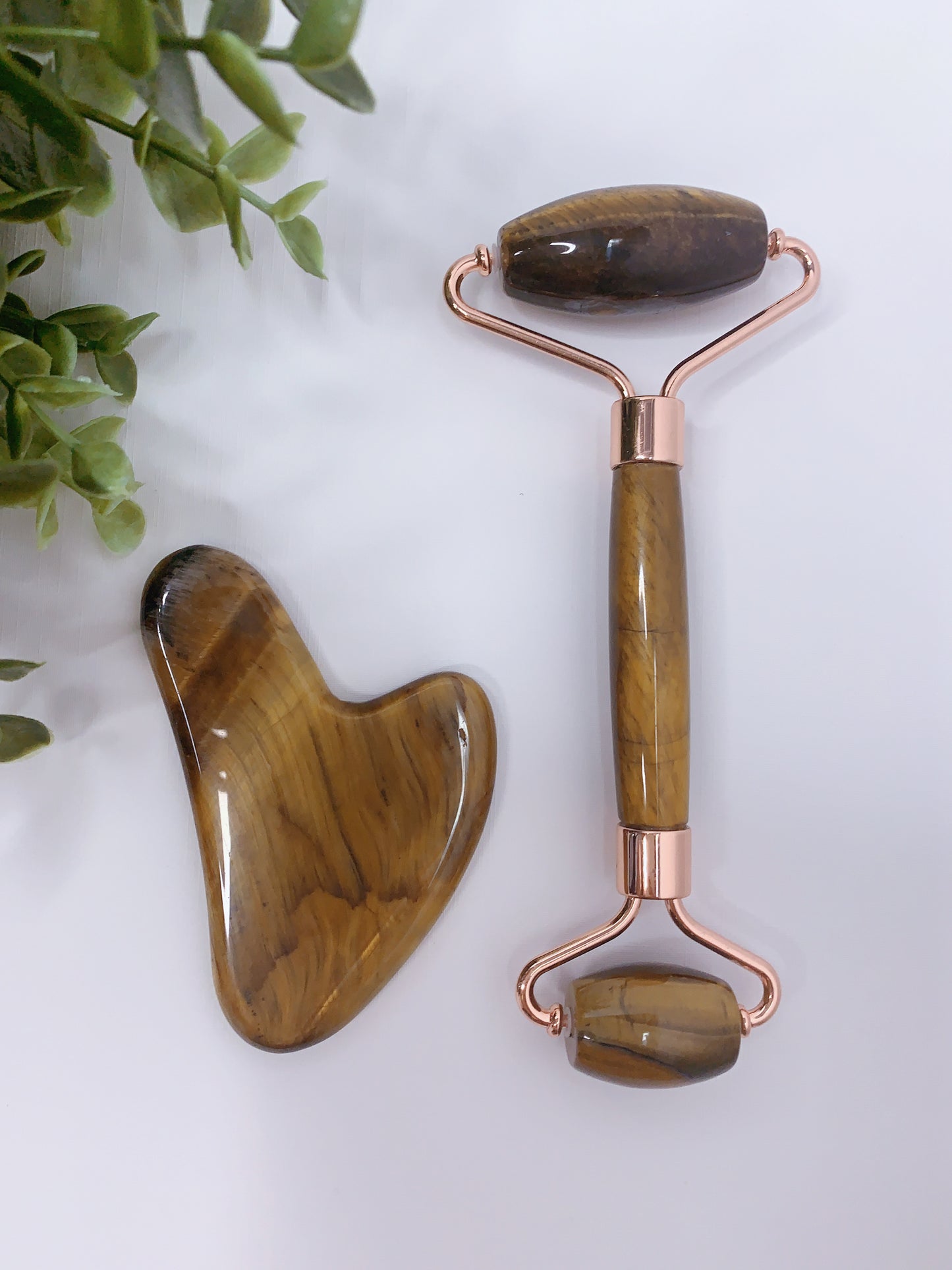 TIGER'S EYE FACIAL ROLLER & GUA SHA SET
