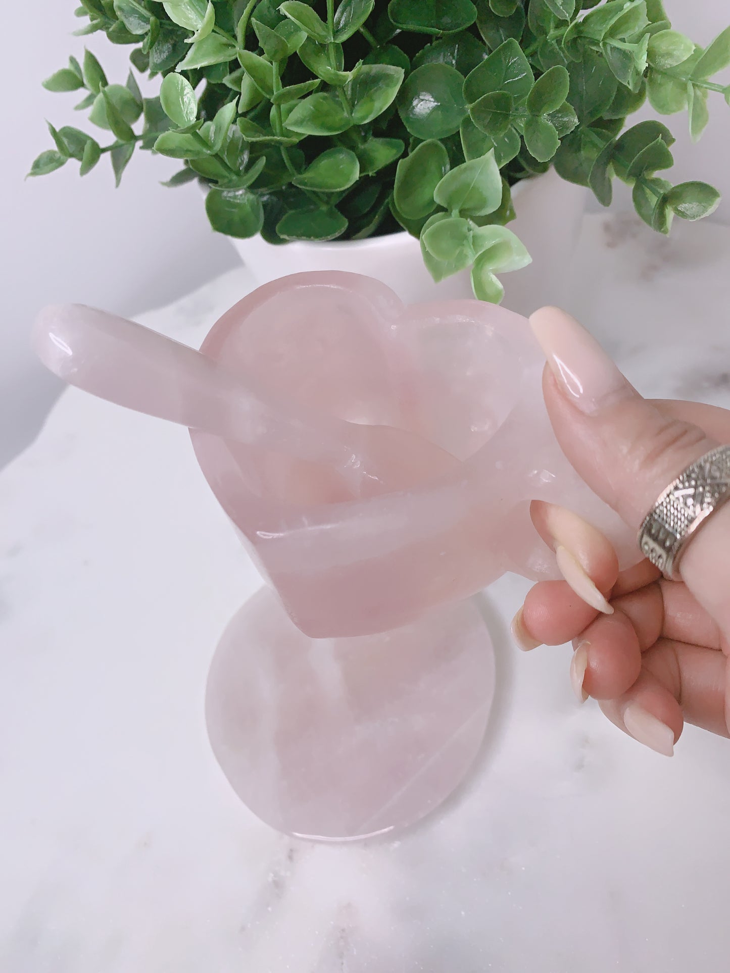 ROSE QUARTZ HEART SHAPED TEA SET