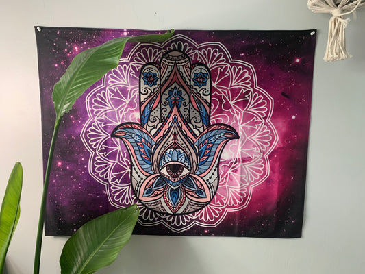 HAMSA MANDALA YOGA HAND WALL TAPESTRY