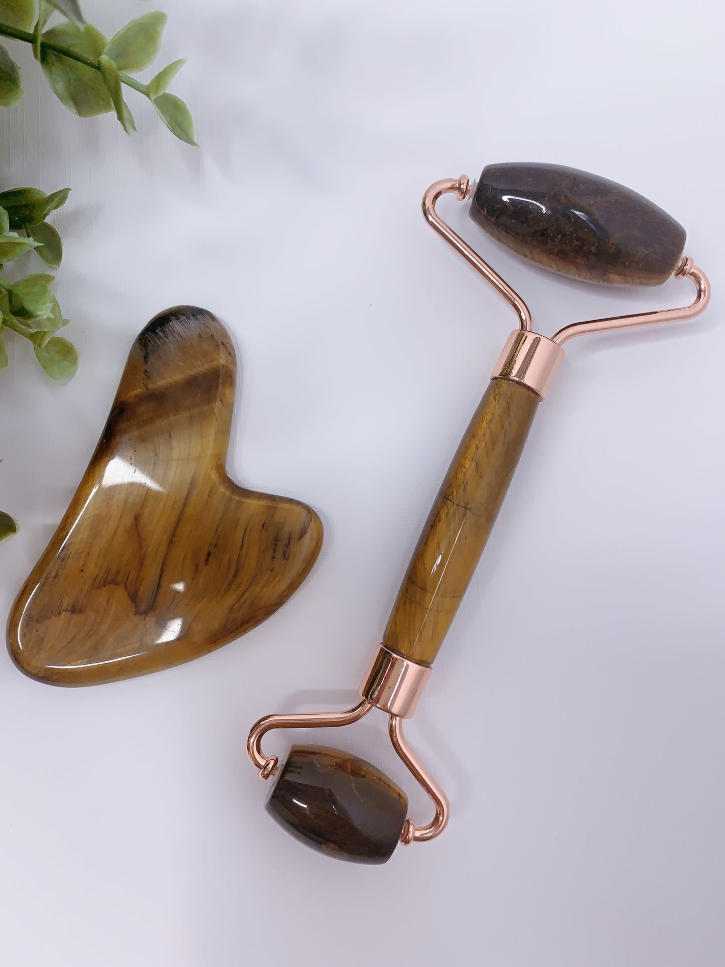 TIGER'S EYE FACIAL ROLLER & GUA SHA SET