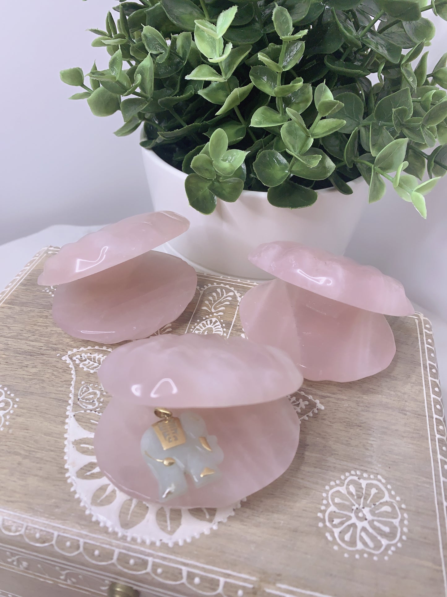 ROSE QUARTZ CLAM SHELL
