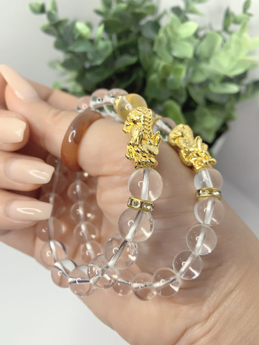 CLEAR QUARTZ PIXIU BRACELET